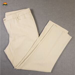CJ Banks Ankle Pants Beige Flat Front Straight Leg Pockets Women's Size 14W